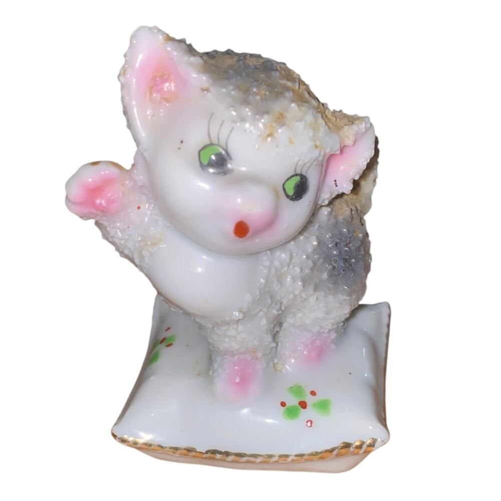 Vintage Kitty Cat on Pillow Replacement Porcelain Pepper Shaker Made in Japan